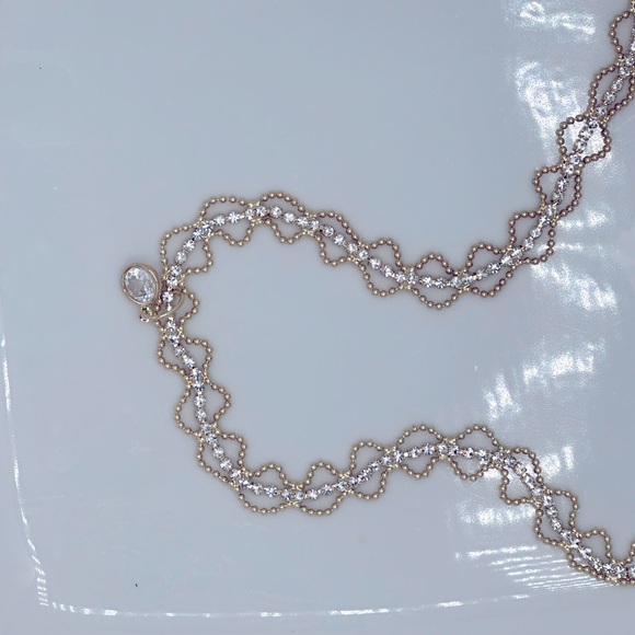 14KT Gold Plated Crystal Beaded Tennis Choker - Picture 8 of 11